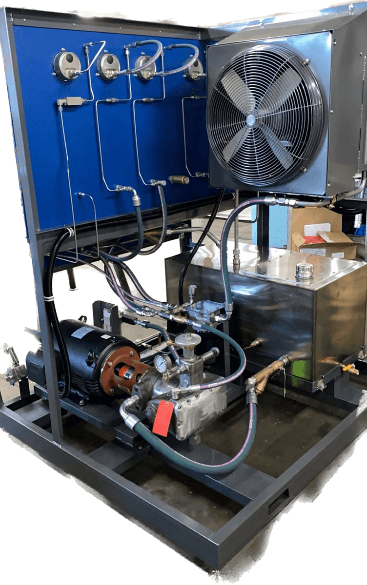Hydraulic test stand showing detailed view of testing equipment and controls